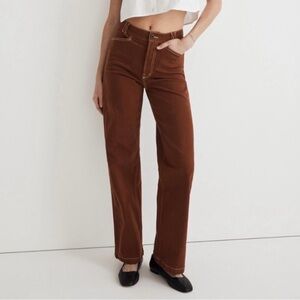 Madewell Emmett Wide-Leg Clifftop Brown Women's Pants